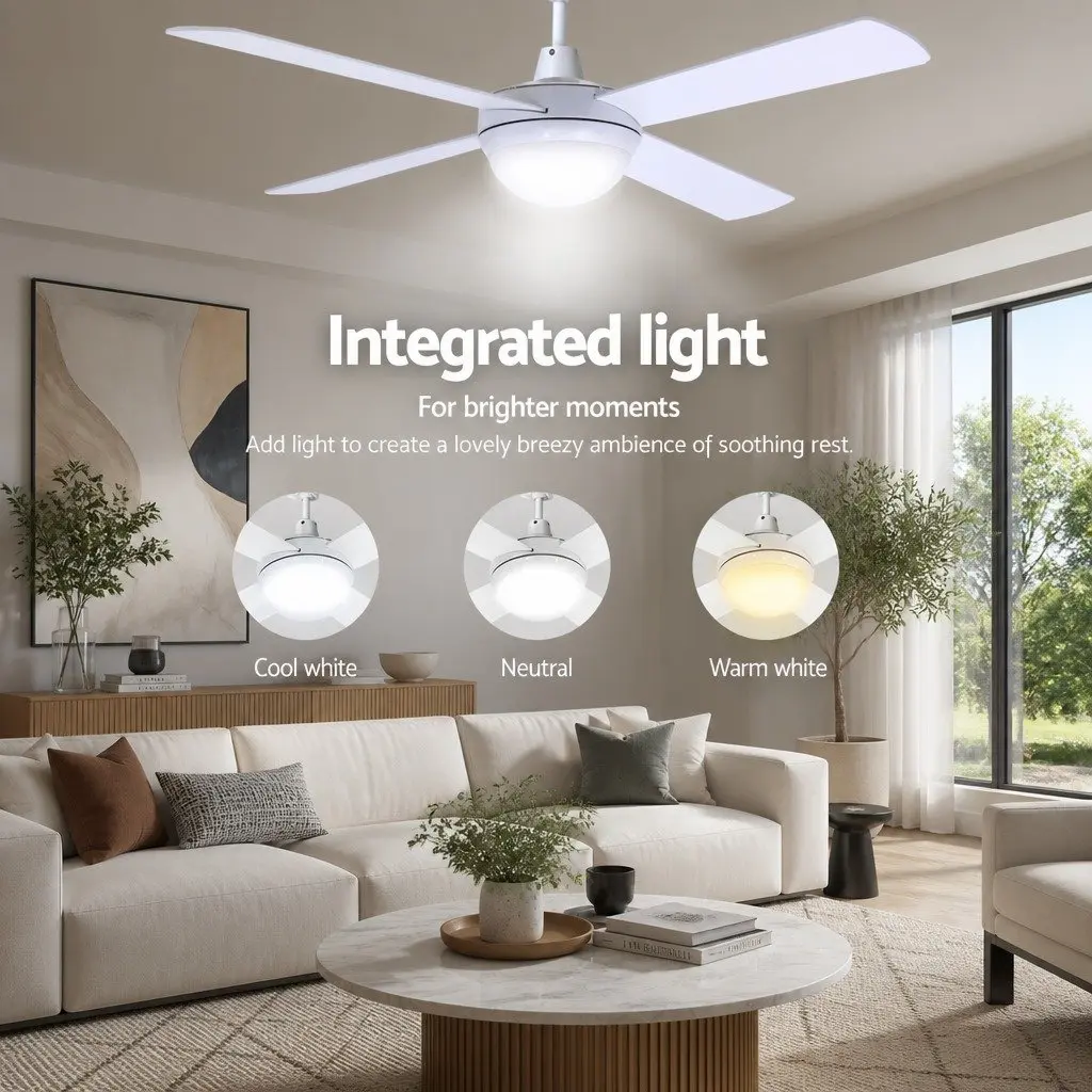 52 Inch Ceiling Fan Indoor Outdoor DC Motor LED Light Remote Control