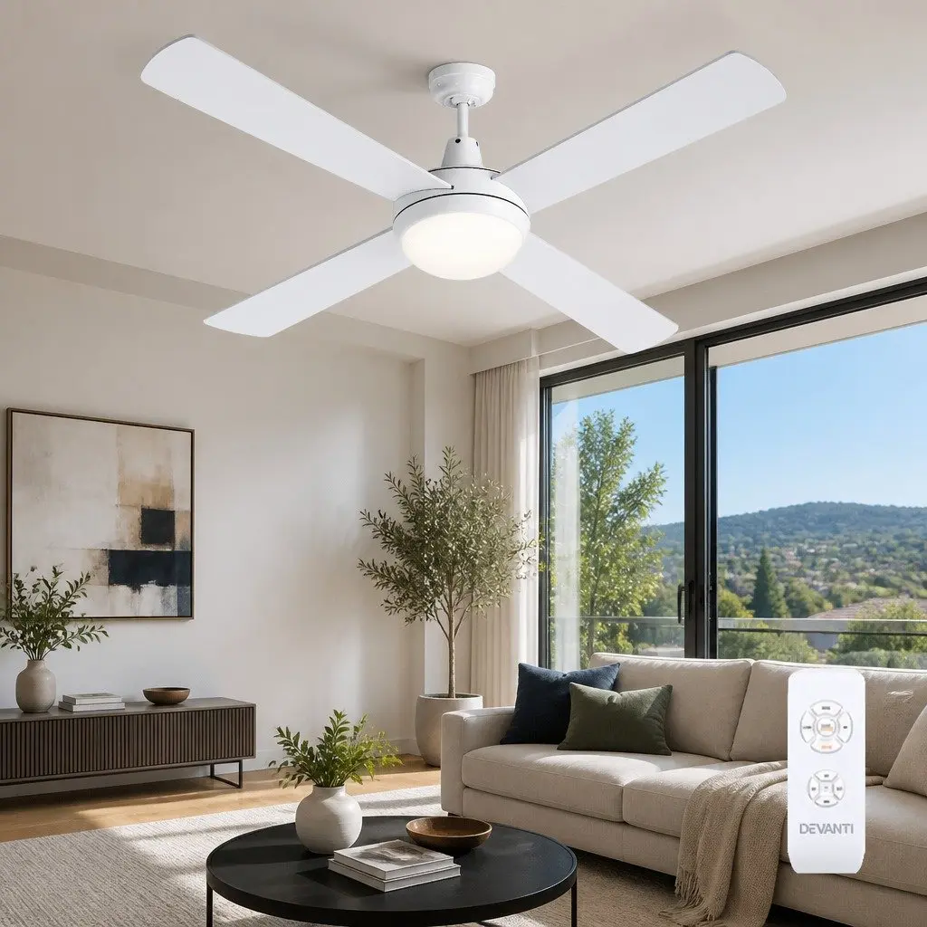 52 Inch Ceiling Fan Indoor Outdoor DC Motor LED Light Remote Control