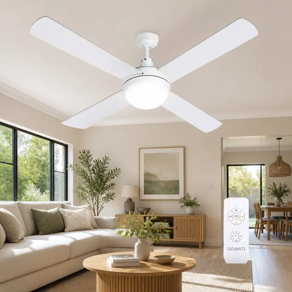 52 Inch Ceiling Fan Indoor Outdoor DC Motor LED Light Remote Control