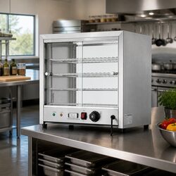 Commercial Food Warmer Display Cabinet 54cm 4-Tier Heated Showcase Silver