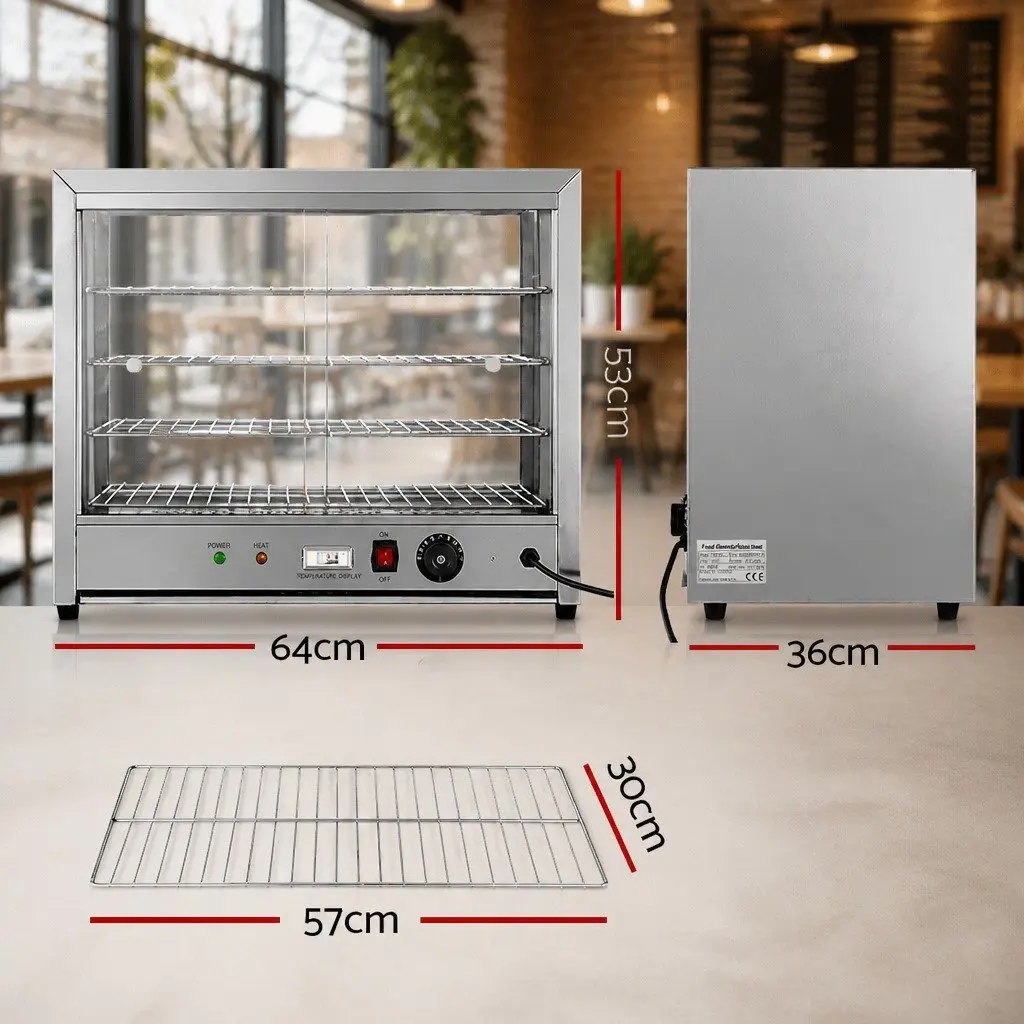 Commercial Food Warmer 64cm 4-Tier Stainless Steel Display Cabinet