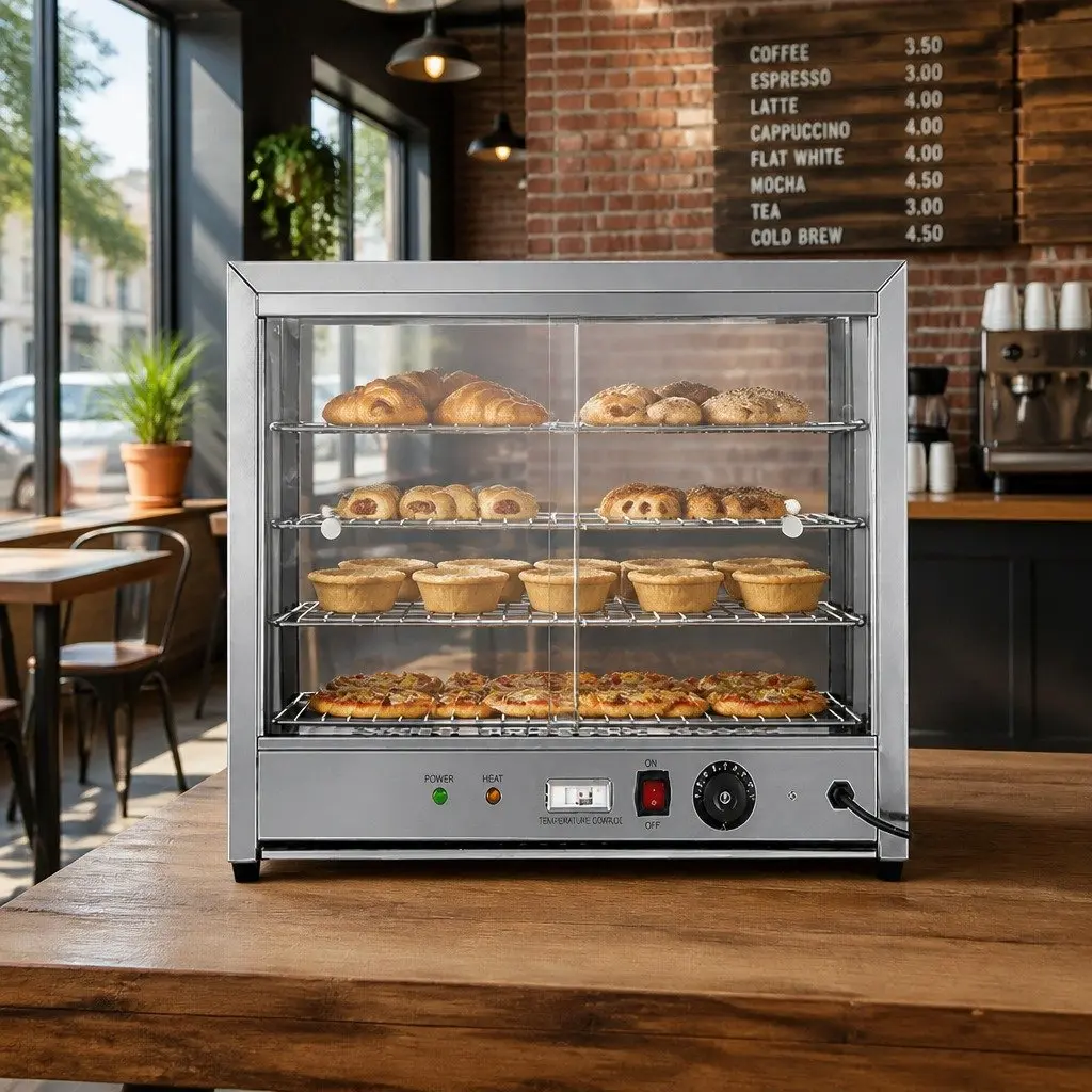Commercial Food Warmer 64cm 4-Tier Stainless Steel Display Cabinet
