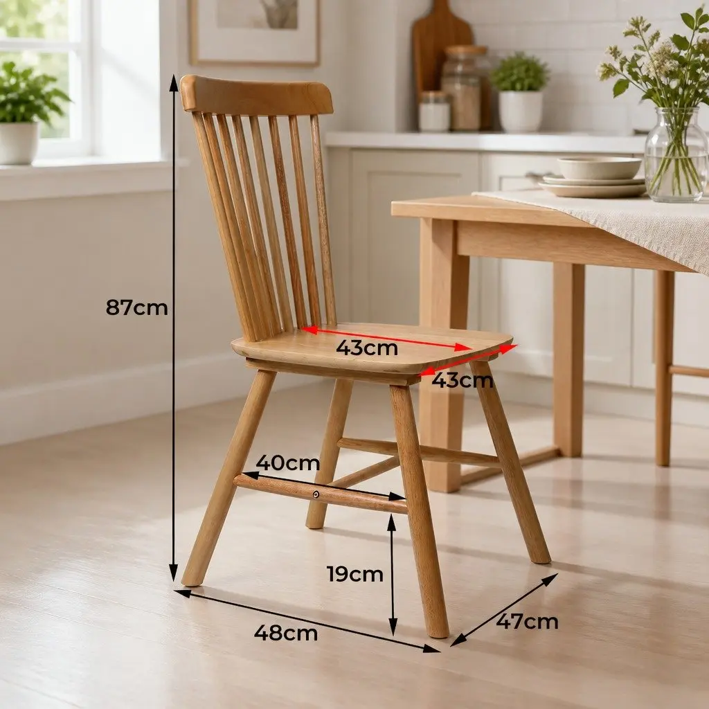 Dining Chairs Set of 4 Windsor Kitchen Seating Oak Wood Frame 150kg Capacity