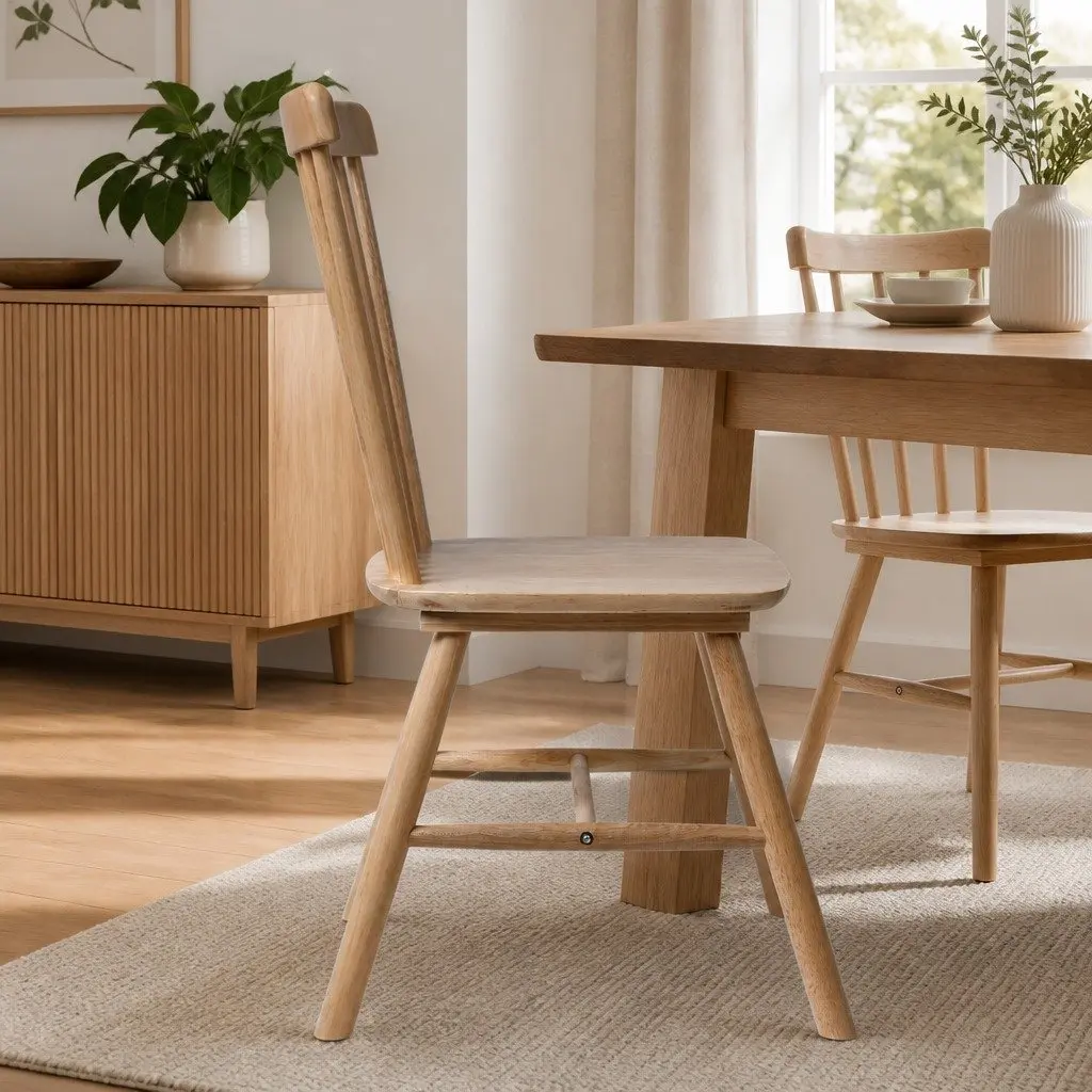 Dining Chairs Set of 4 Windsor Kitchen Seating Oak Wood Frame 150kg Capacity