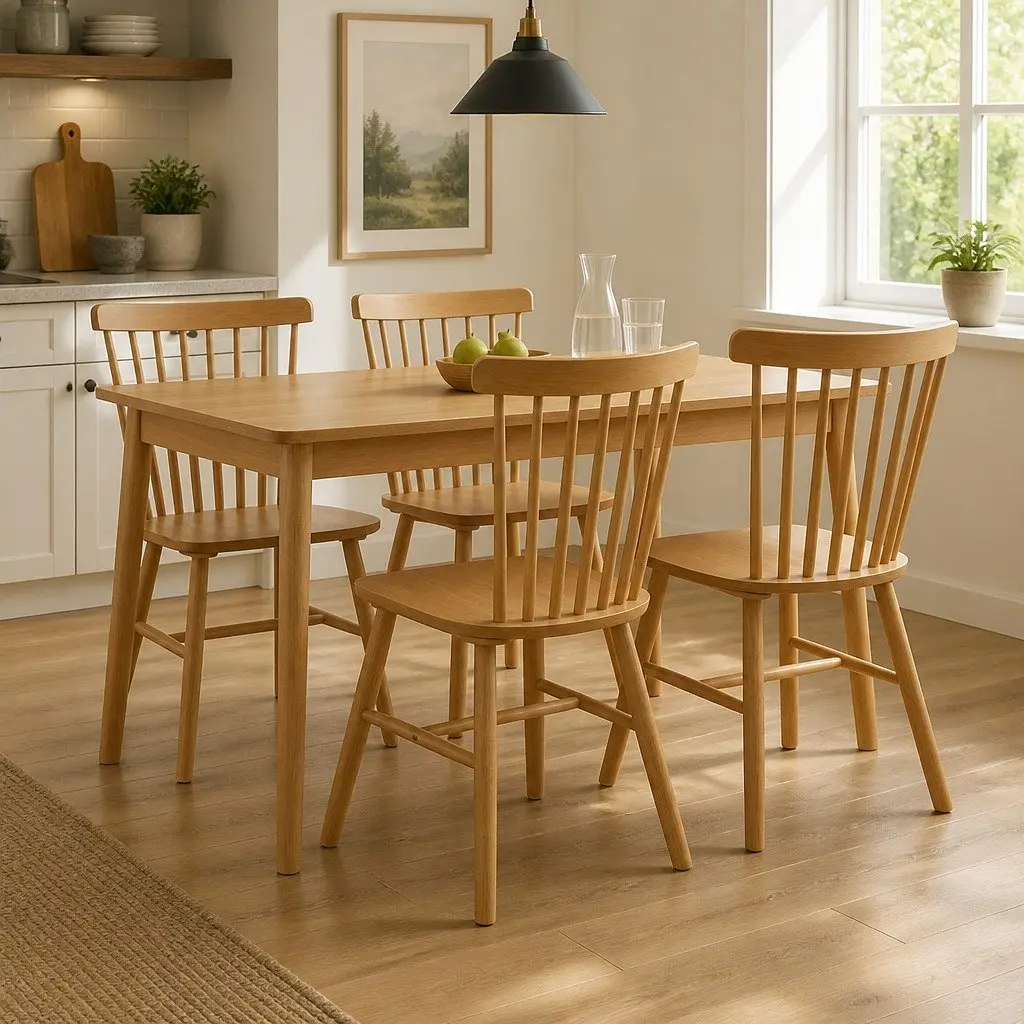 Dining Chairs Set of 4 Windsor Kitchen Seating Oak Wood Frame 150kg Capacity