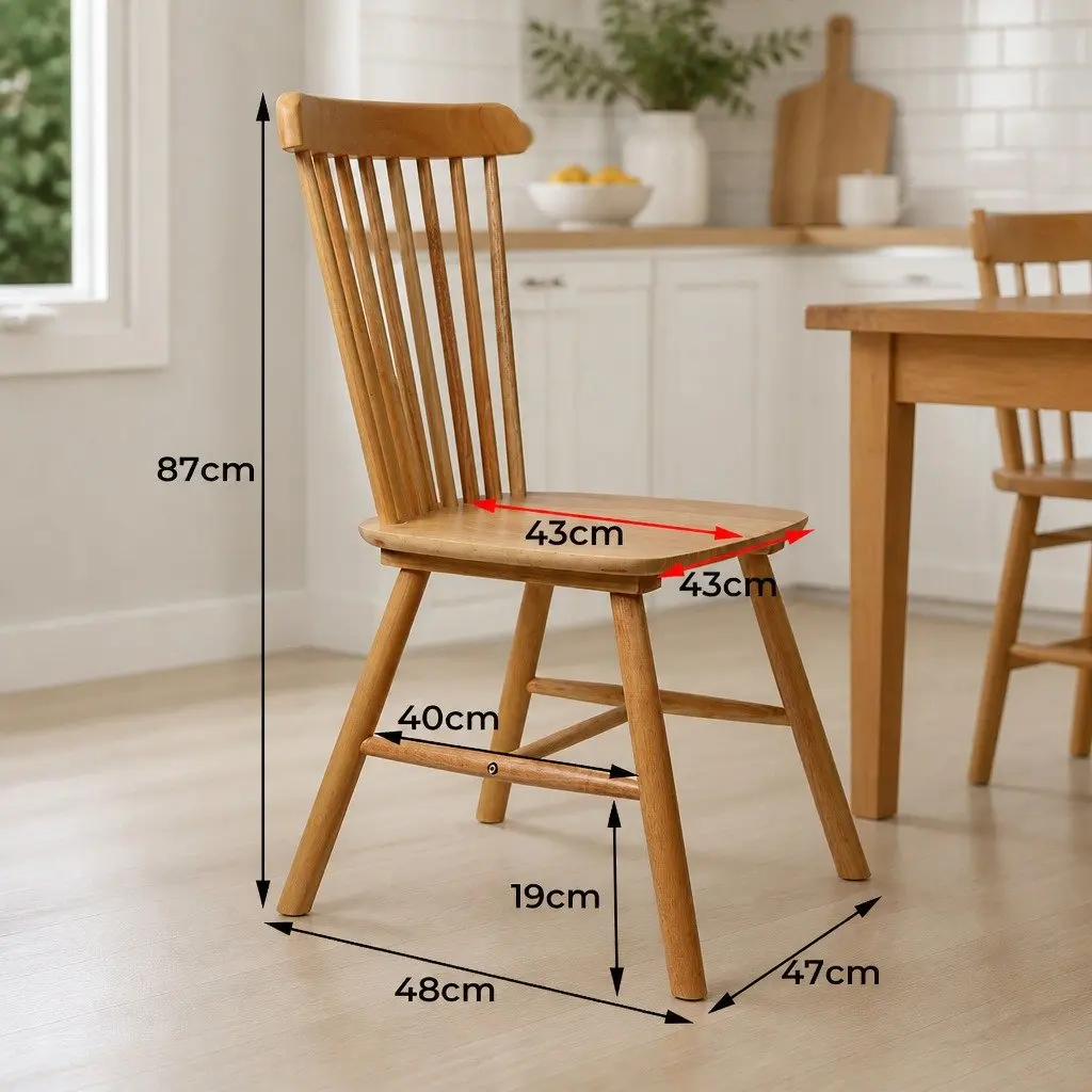Windsor Style Dining Chairs Solid Oak Kitchen Lounge Set of 6