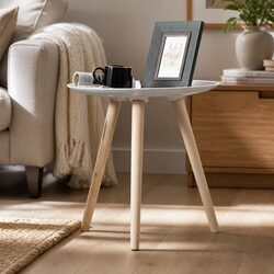 Composite Wood White Side Table with Removable Legs