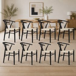 Factual Specifications: 8 Wooden Rattan Dining Chairs