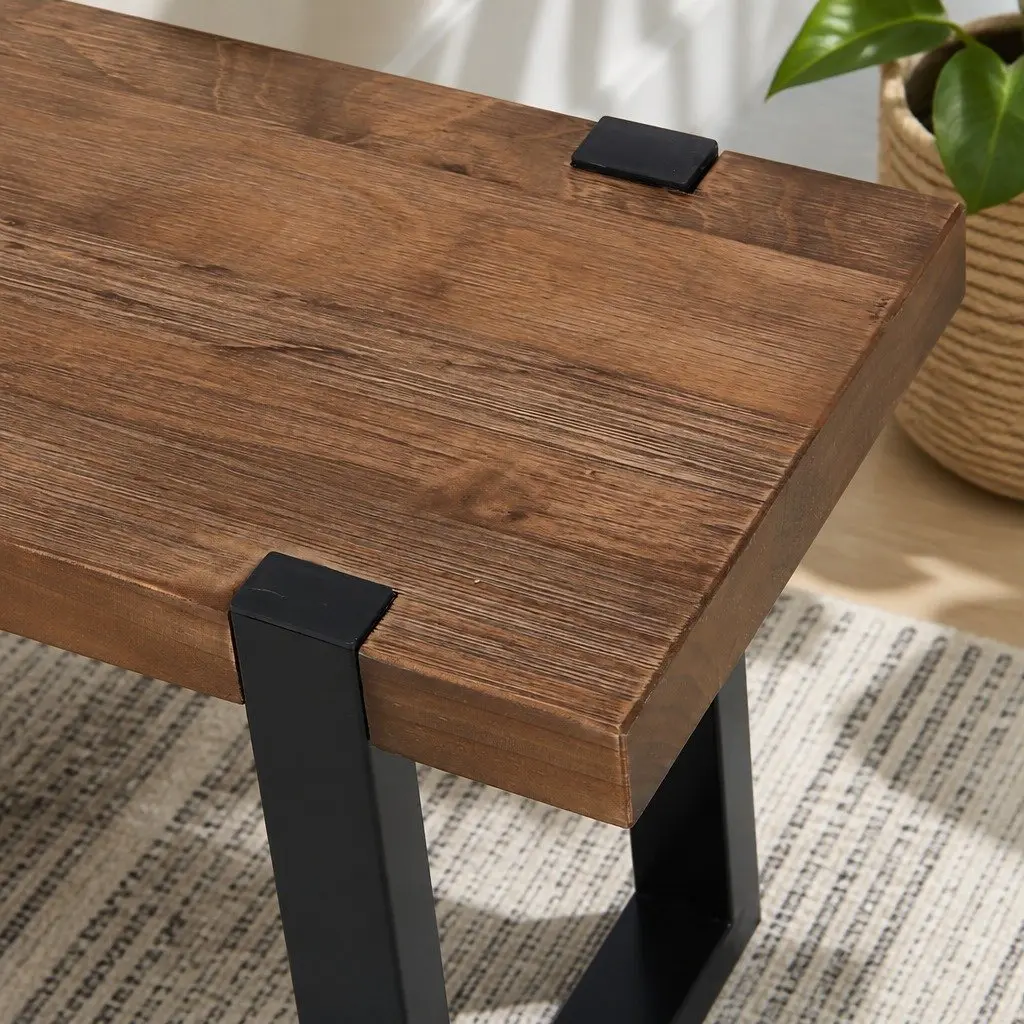 Wooden Dining Bench Chairs 115cm Industrial Design Solid Pine Seat Home