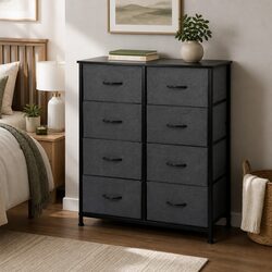 Storage Cabinet Tower Chest Organizer Unit Bedroom Nightstand End Table Dark