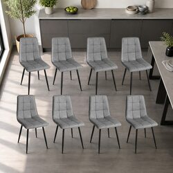 Dining Chairs Set of 8 with Steel Legs and PU Leather