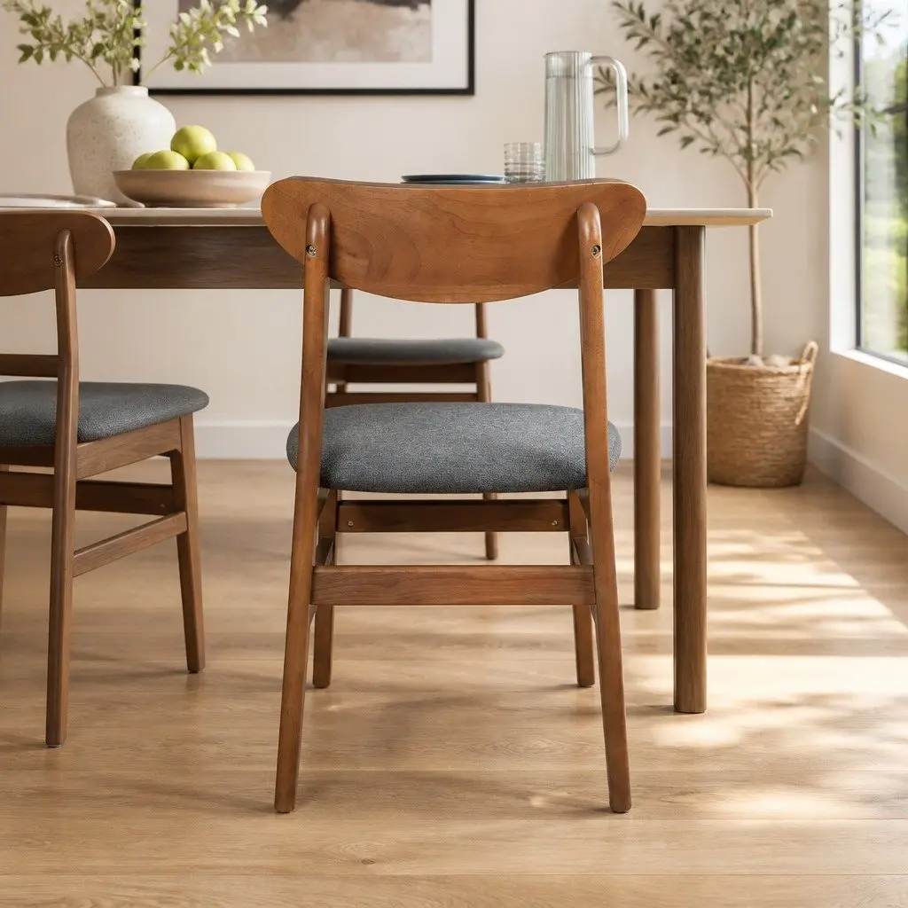 Dining Chairs Set of 4 Kitchen Seating Wood Frame Linen Upholstery