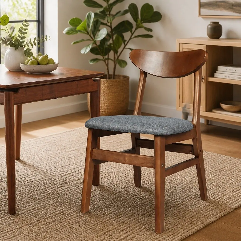 Dining Chairs Set of 4 Kitchen Seating Wood Frame Linen Upholstery