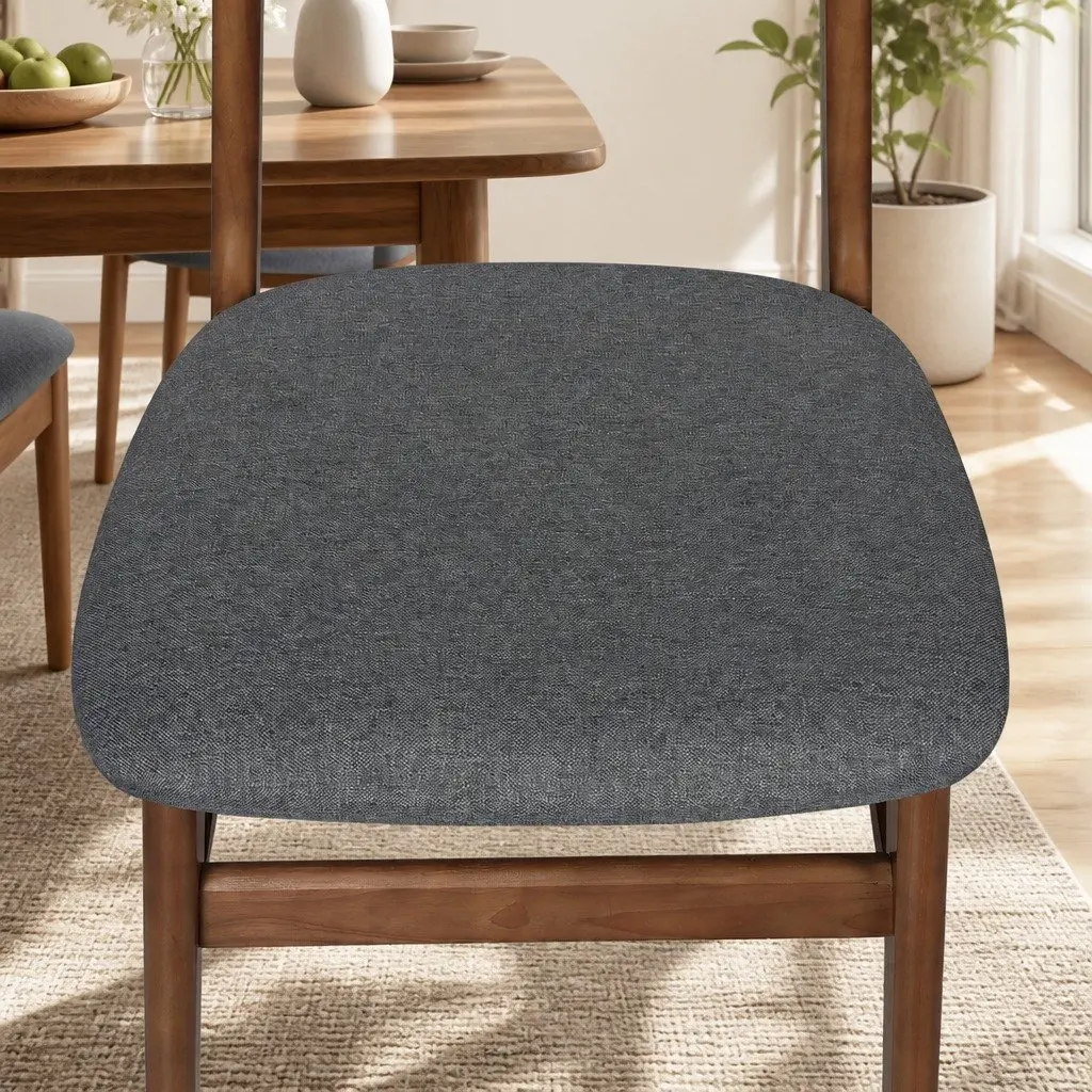 Dining Chairs Set of 8 Kitchen Seating Wooden Frame Linen Upholstered