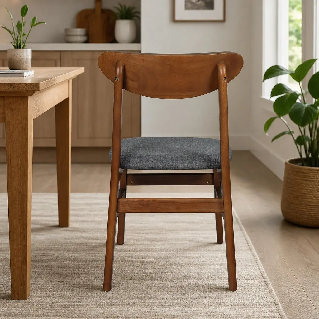 Dining Chairs Set of 8 Kitchen Seating Wooden Frame Linen Upholstered