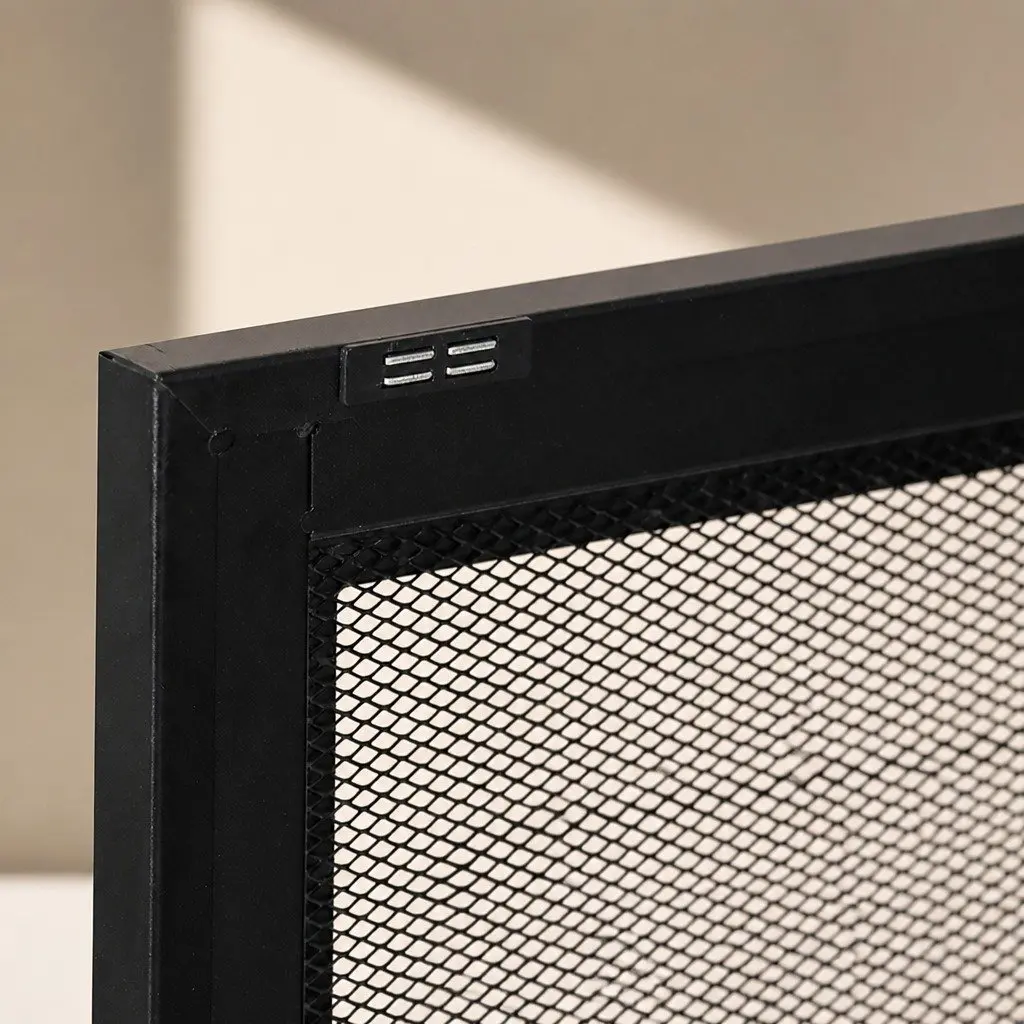 Storage Cabinet Kitchen Steel Black Mesh Doors Adjustable Shelves