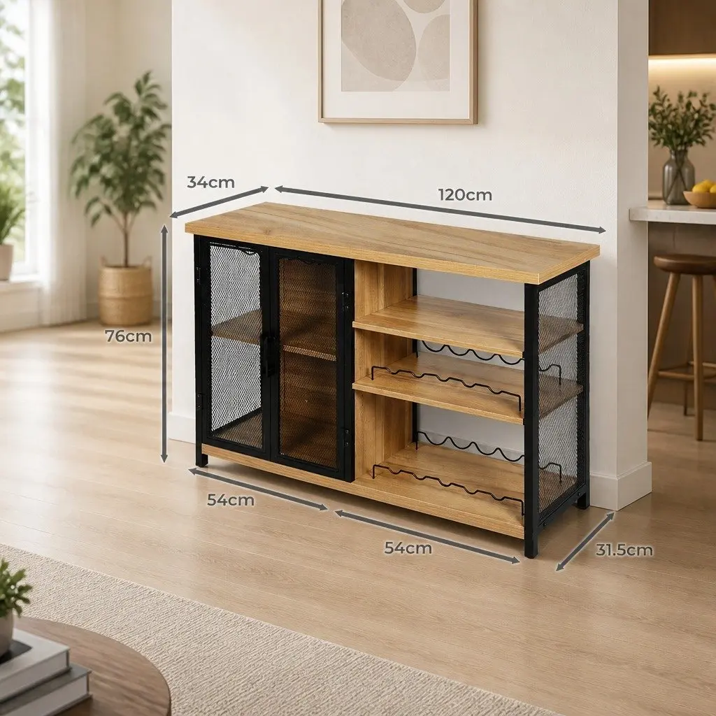 Industrial Bar Cabinet with Wine Storage