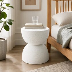 Side Table Round Terrazzo Hourglass Stool 150kg Capacity No Assembly Home