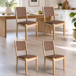 Set of 4 Dining Chairs: Beech Wood Frame, PU Leather Seats