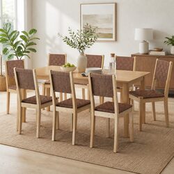 8 Dining Chairs: Solid Beech Frame, PU Leather Upholstery