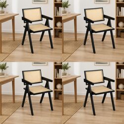 Factual Overview: Set of 4 Black Rattan Chairs