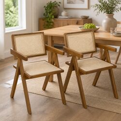 Specifications of Rattan Armchair Dining Chair in Walnut