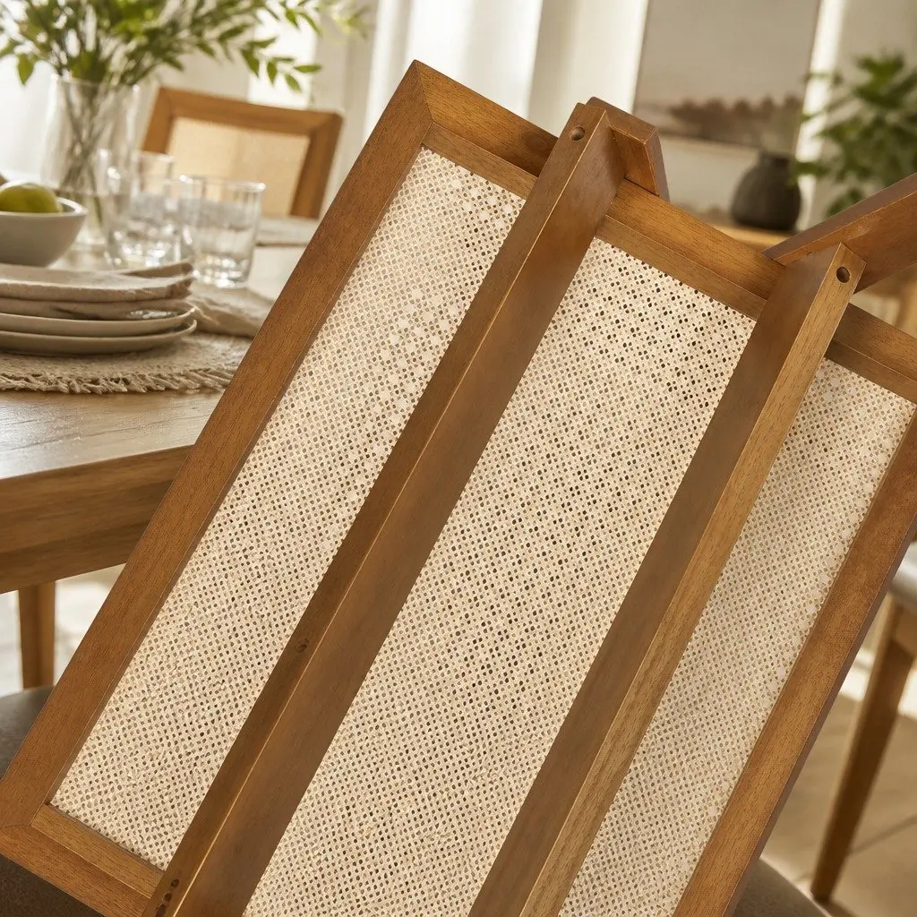 Walnut Wicker Armchair Dining Chair
