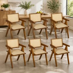 Walnut Rattan Chair: 51cm x 57cm x 80cm Dimensions