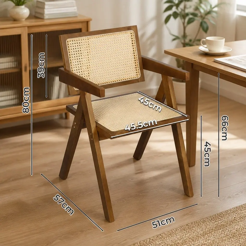 Dining Chair Armchair Wooden Rattan Seat Walnut Natural Black Indoor Furniture