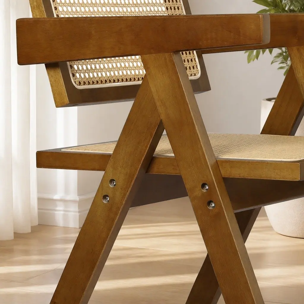 Dining Chair Armchair Wooden Rattan Seat Walnut Natural Black Indoor Furniture