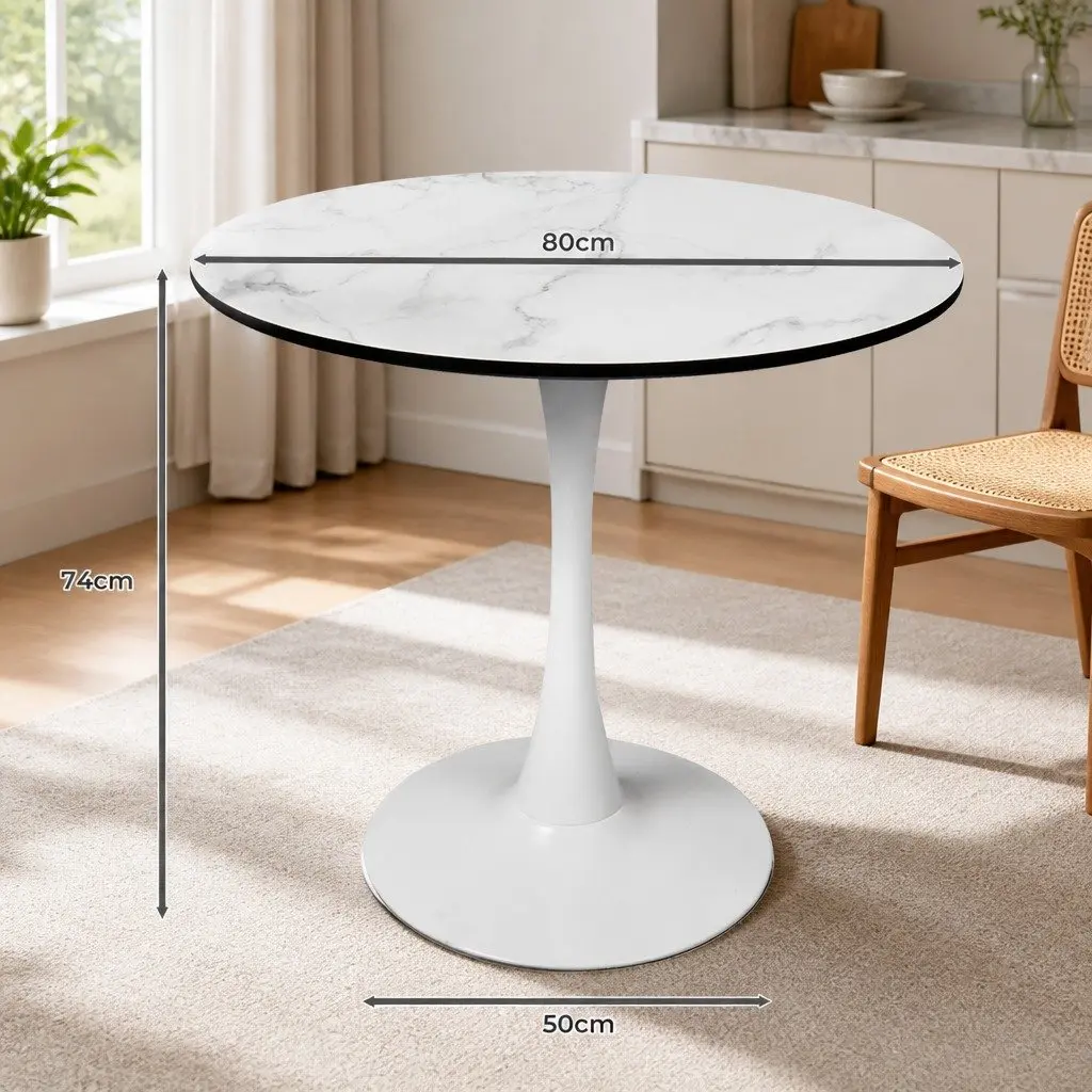 Dining Table 4 Person White Round Kitchen Furniture Indoor Outdoor Home