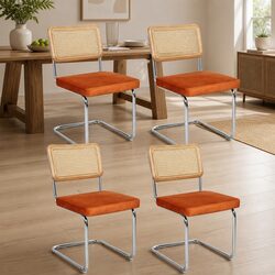 Rattan Dining Chairs Set of 4 with Specific Dimensions