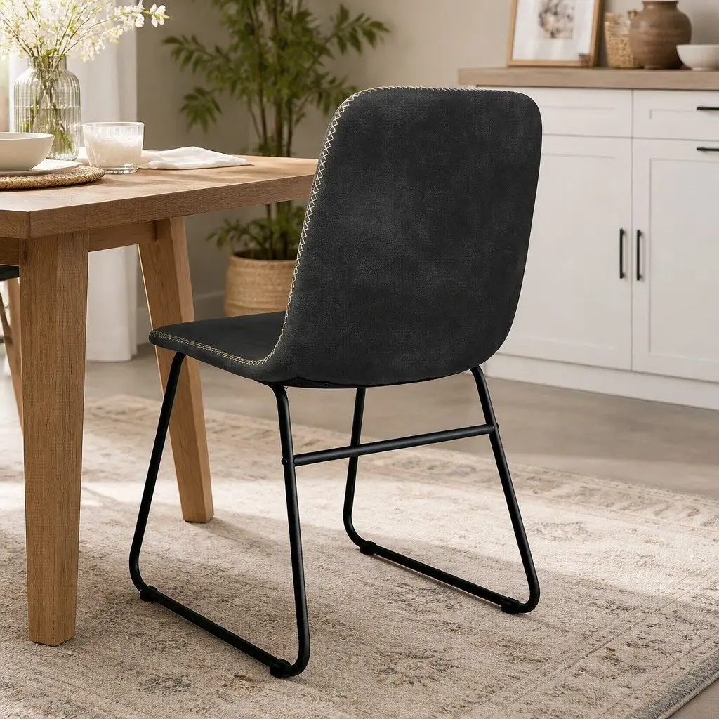 Dining Chairs Set of 4 Retro Kitchen Seat Faux Leather Moulded Ergonomic
