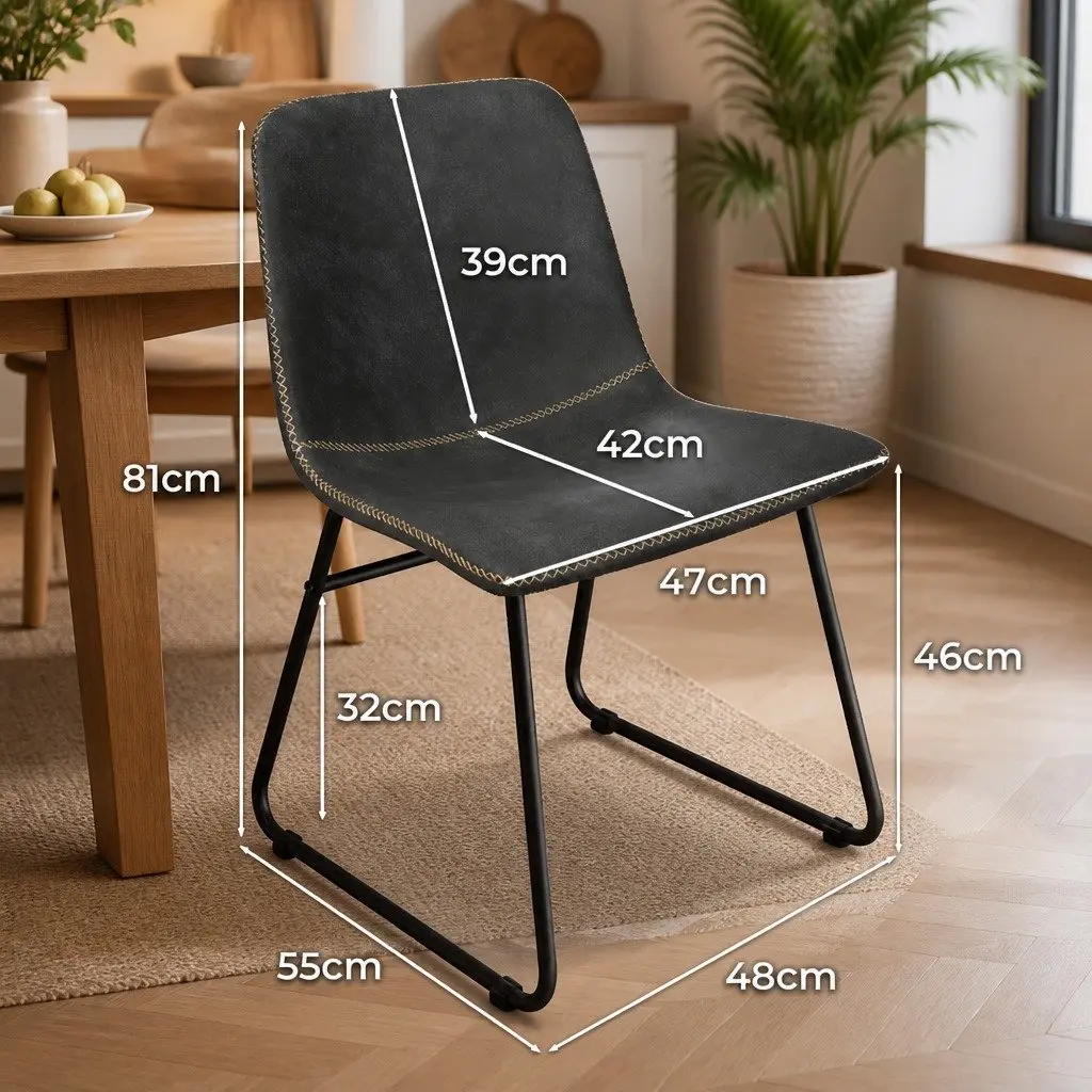 Dining Chairs Set of 6 Kitchen Retro Faux Leather Ergonomic