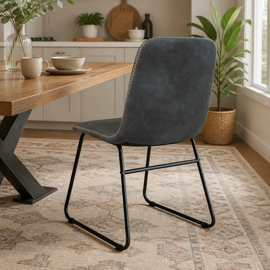 Dining Chairs Set of 6 Kitchen Retro Faux Leather Ergonomic