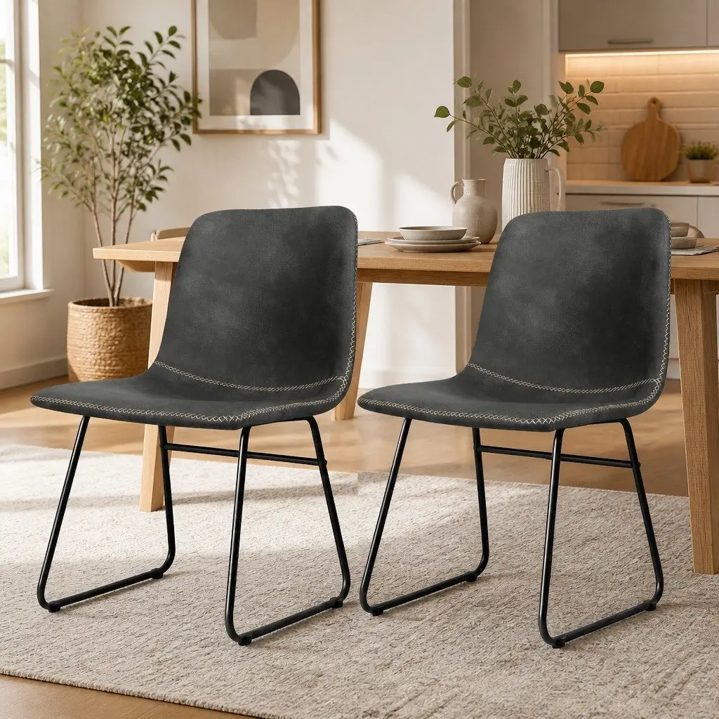Dining Chairs Set of 6 Kitchen Retro Faux Leather Ergonomic