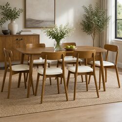 Ergonomic Dining Chairs Set of 6 with PU Leather Seats