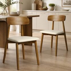 Walnut Wooden Dining Chairs - Set of 2 with Dimensions & Specs