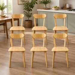 Dining Chairs Set of 6: Rubberwood, Ergonomic Design