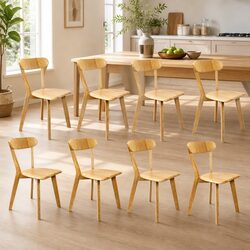 8 Wooden Dining Chairs - Ergonomic Design & Durable Build