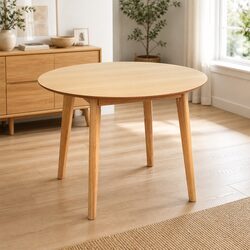 Round Dining Table Specifications: 100cm Natural Rubberwood
