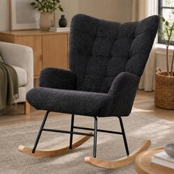 Rocking Chair Ergonomic Fleece Lounge Seat Relaxation Rocker Home Furniture