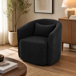 Swivel Armchair Rocking Chair Grey Fleece Modern Accent Seat 360 Degree