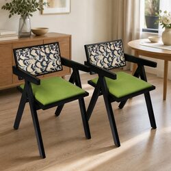 Dining Chair Retro Backrest French Vintage Design Sturdy Wood Frame Kitchen Seat