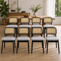 Dining Chair Specifications: Set of 8 Rattan Weave
