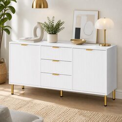 White Storage Sideboard Cabinet 3 Drawers 2 Doors Buffet Pantry Dining Room