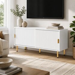 TV Cabinet Entertainment Unit 120cm White Storage Furniture Modern Living Room