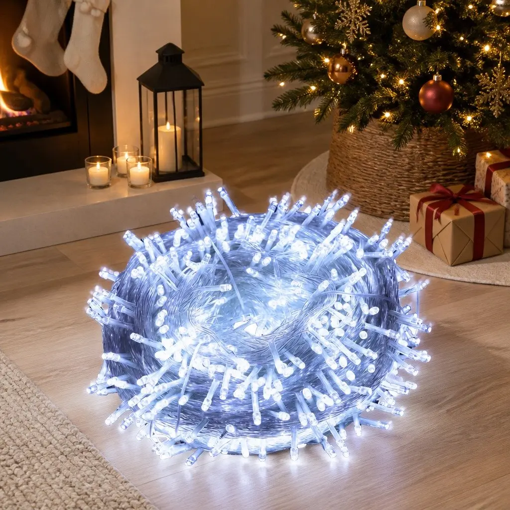 500 LED Curtain String Lights Cool White Indoor Outdoor Christmas Wedding