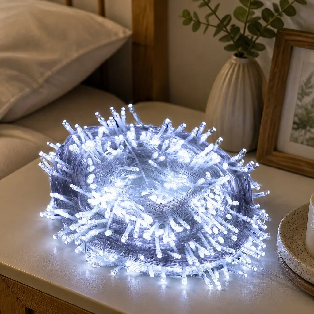 500 LED Curtain String Lights Cool White Indoor Outdoor Christmas Wedding