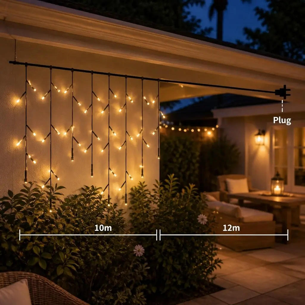 500 LED Curtain String Lights Cool White Indoor Outdoor Christmas Wedding